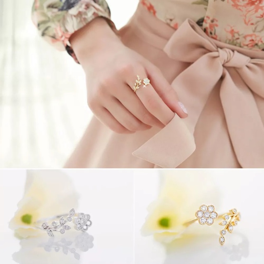 NEW!๐๐๐ธFLOWERS! LEAVES! CZ!๐ธ๐๐SILVERY BEAUTY - Picture 3 of 8